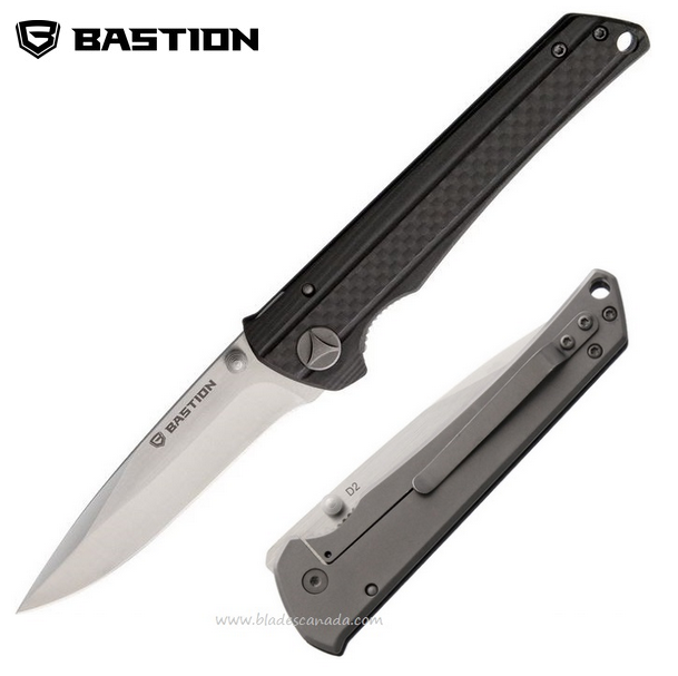 Bastion Partizan 11 Framelock Folding Knife, D2, Carbon Fiber/Titanium, BSTN11